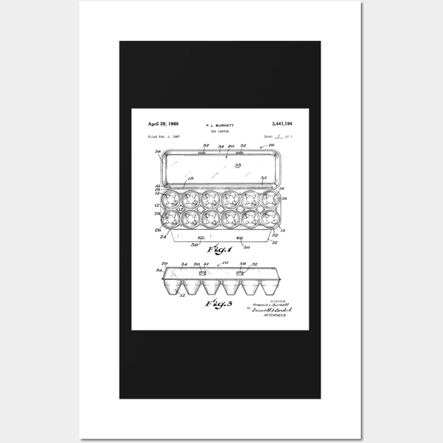 Egg Carton Patent - Kitchen Chef Farming Farmhouse Art - White Wall Art by patentpress